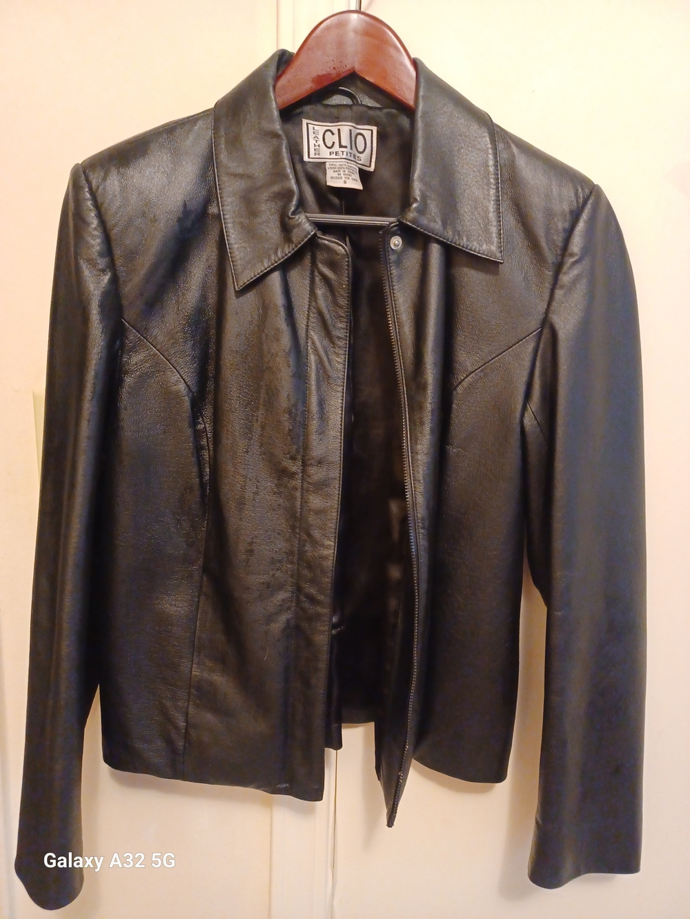 Clio Black Leather Zip-Front Jacket